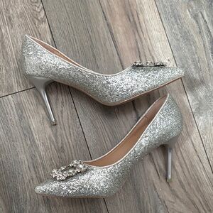 Elegant Silver Glitter Heels
